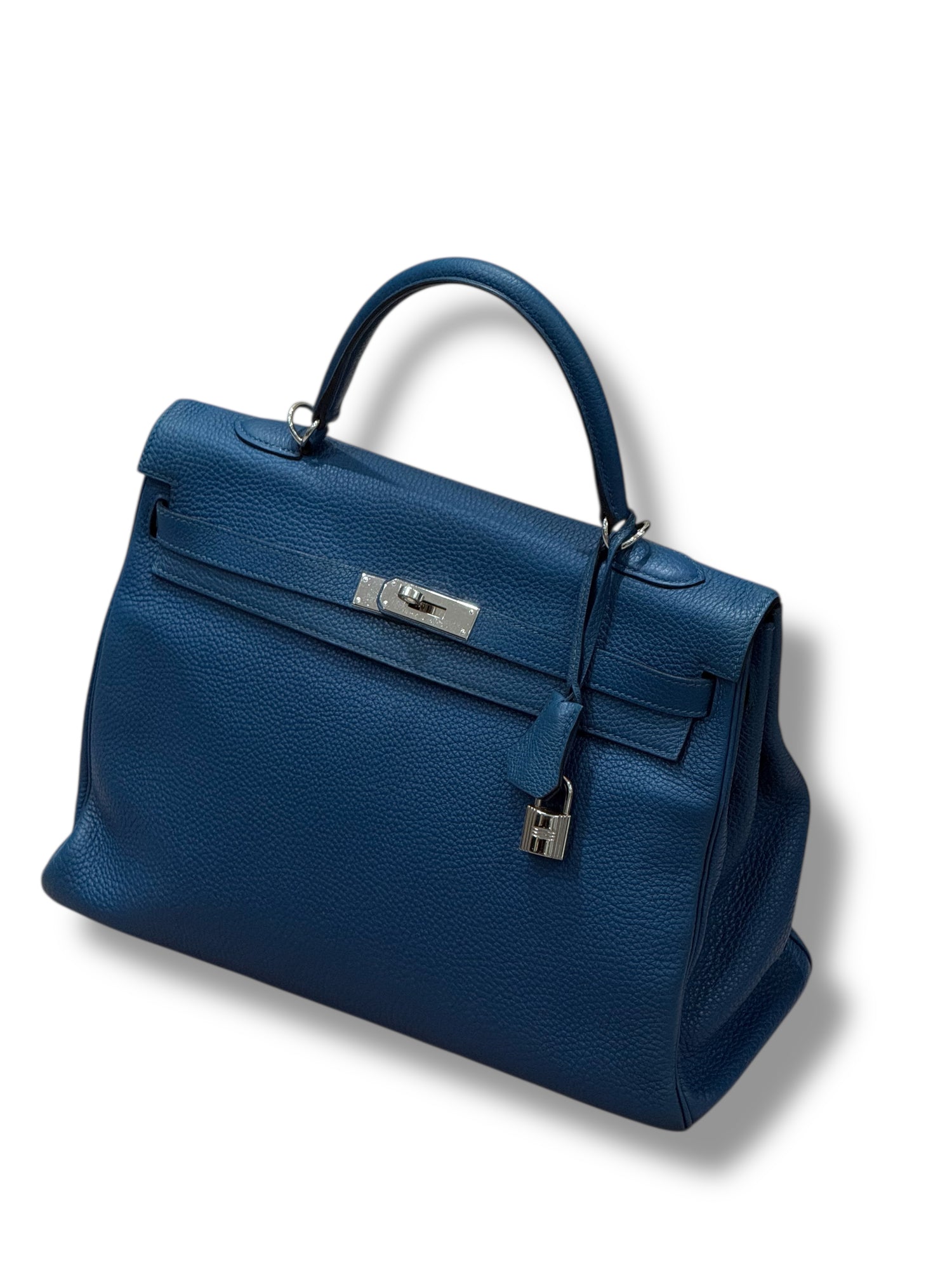 Hermès - sac Kelly 35 cuir Togo Bleu de Malte PHW
