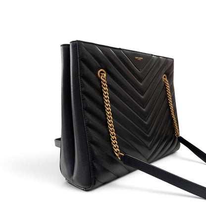 Saint Laurent - Sac cabas Tribeca en cuir grainé noir