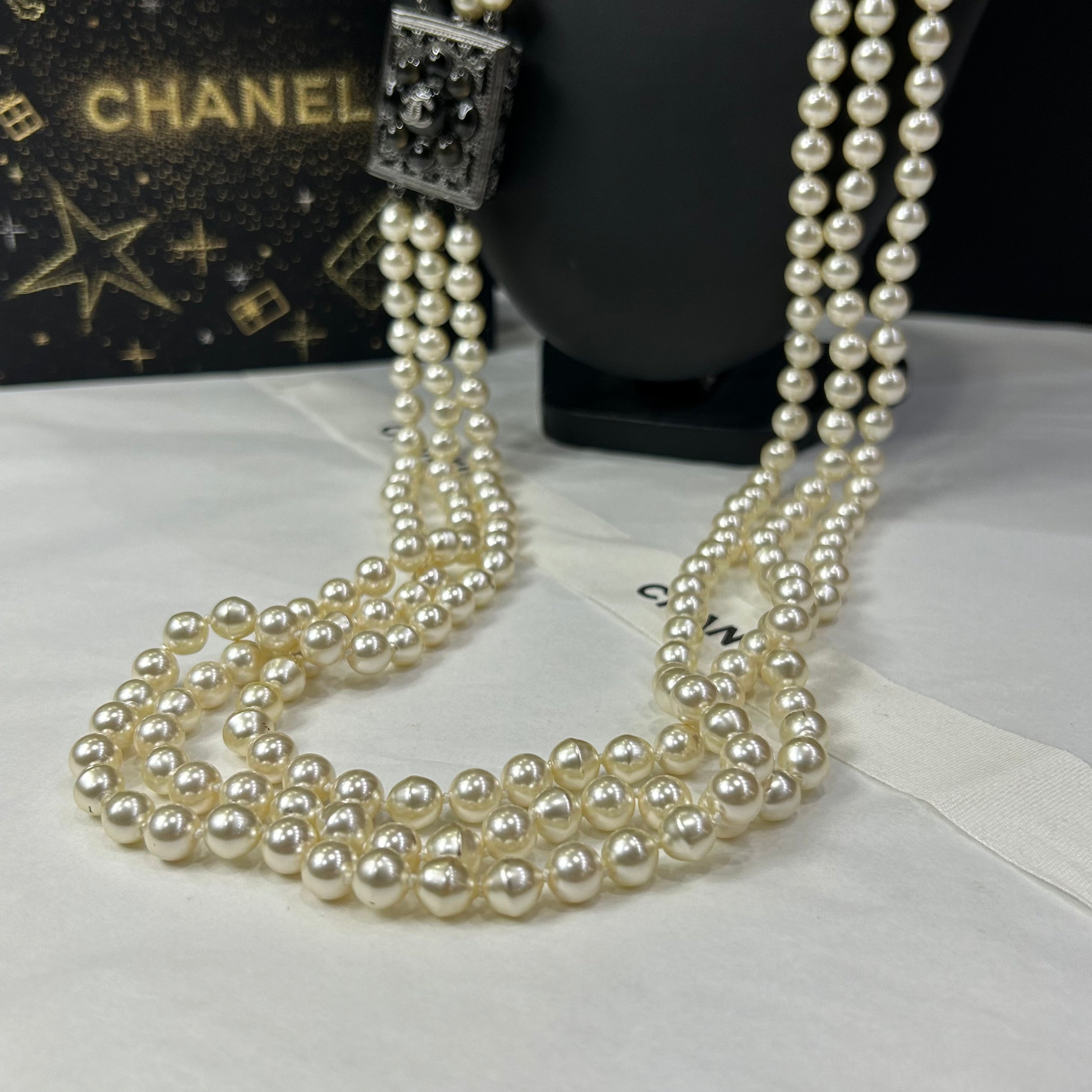 Chanel - Triple row long necklace