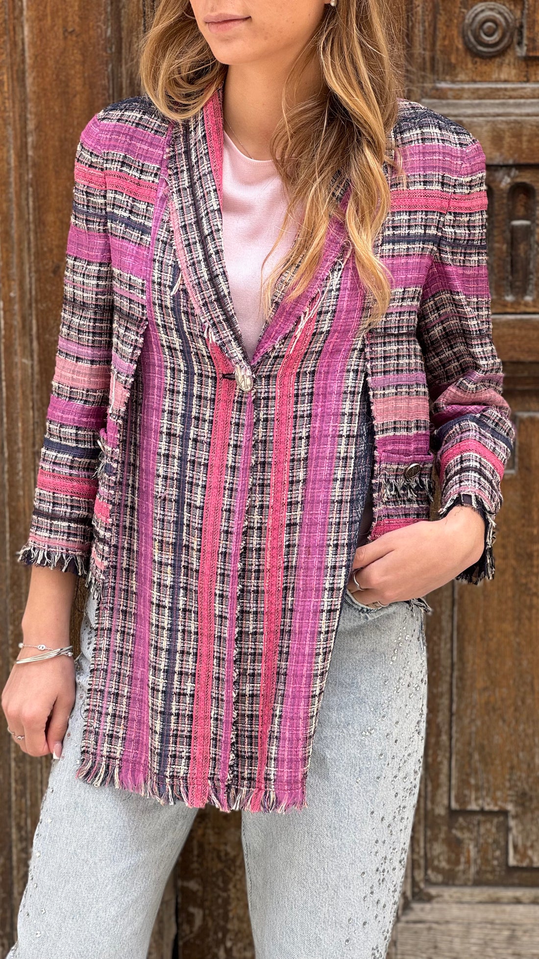 Chanel - Veste en tweed déstructurée T.38