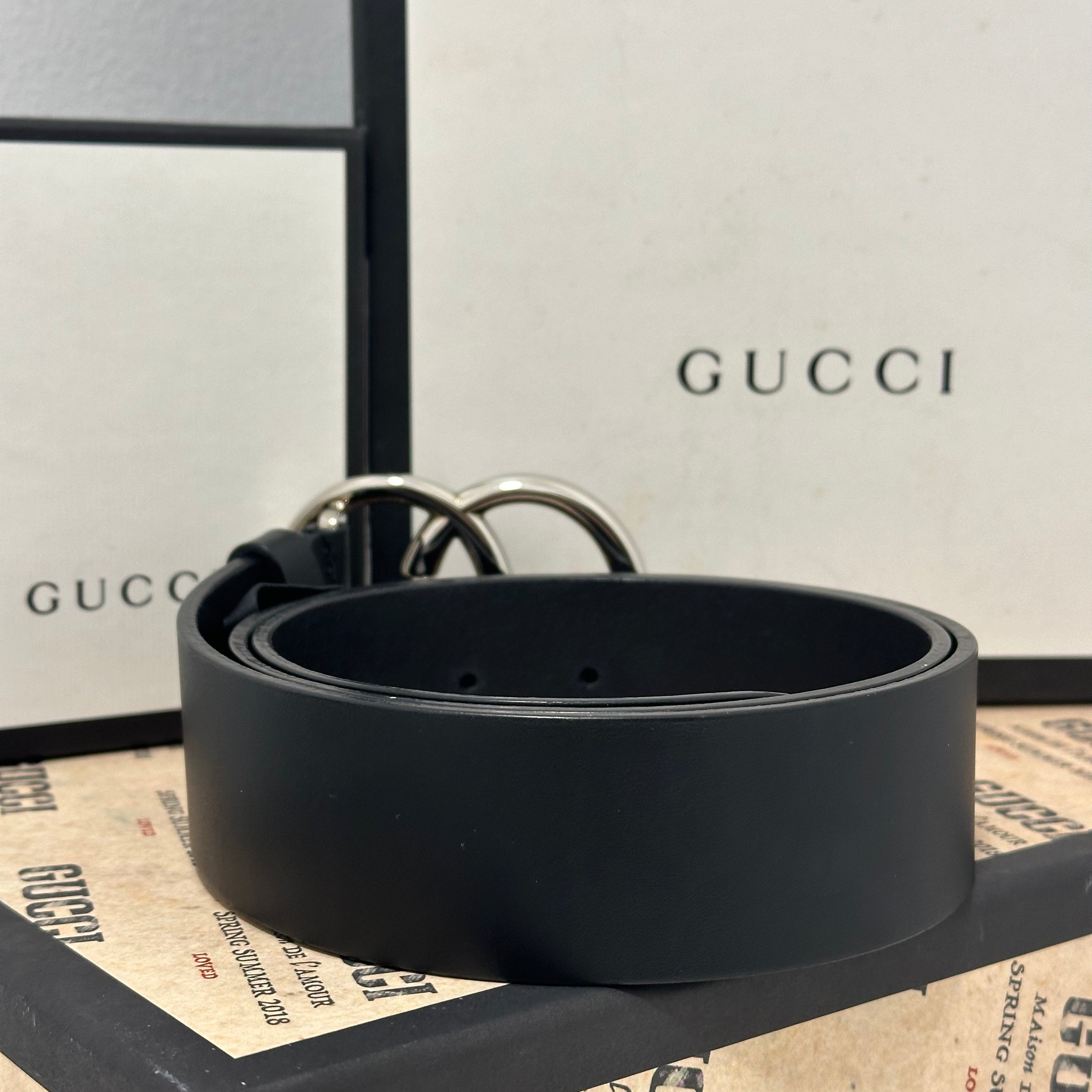 Matt black gucci belt sales