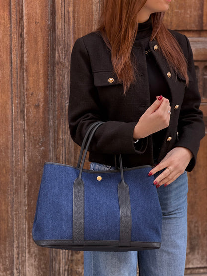 Hermès - Garden Party 36 Tasche aus Denim und Leder