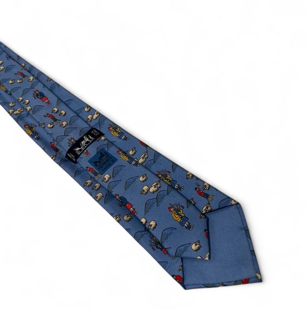 Hermès - Cravate motifs bergers et moutons