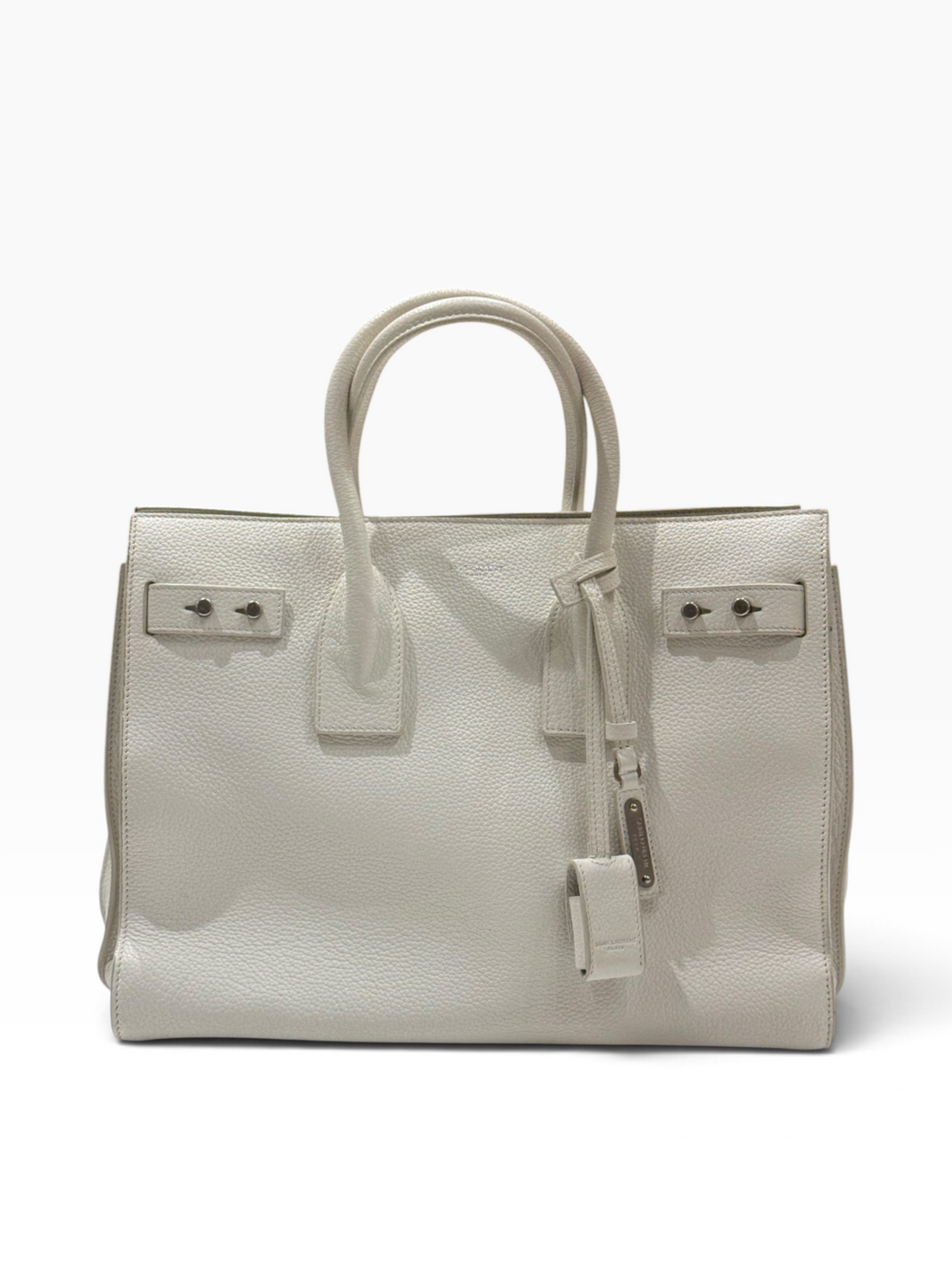 Saint Laurent - sac de jour souple médium cuir blanc