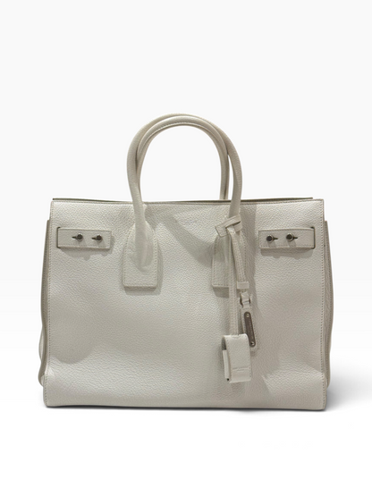Saint Laurent - sac de jour souple médium cuir blanc