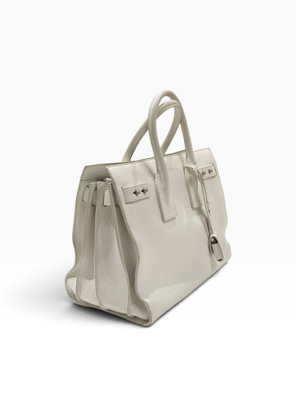 Saint Laurent - sac de jour souple médium cuir blanc