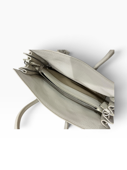 Saint Laurent - sac de jour souple médium cuir blanc