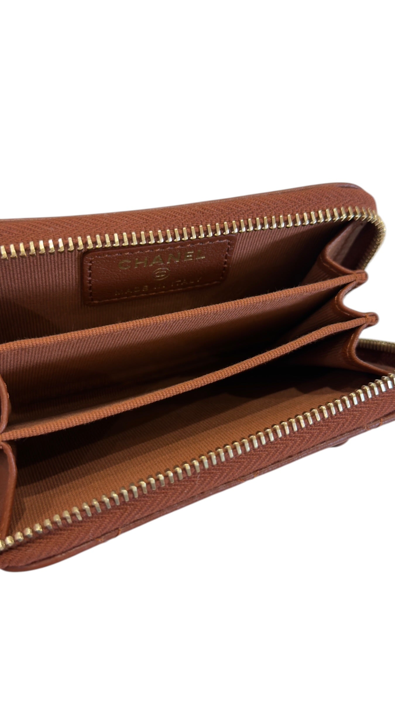 Chanel - Porte monnaie cuir agneau marron