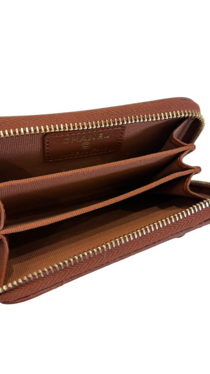 Chanel - Porte monnaie cuir agneau marron