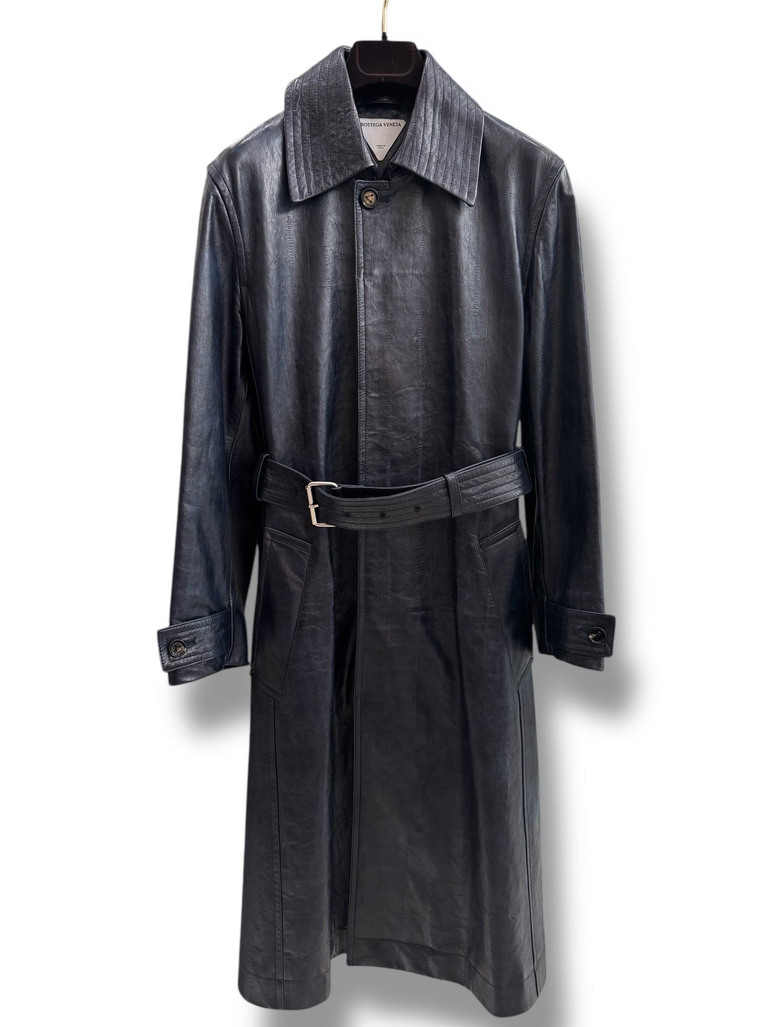 Bottega Veneta - Trench en cuir marine