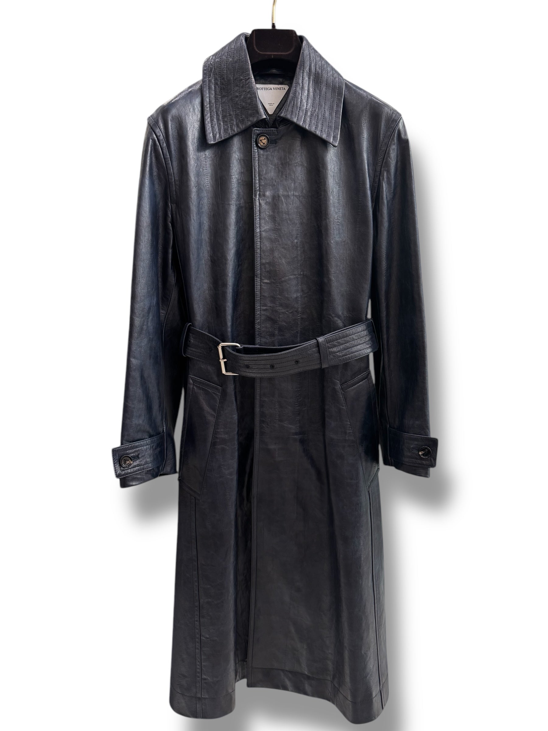 Bottega Veneta - Trench en cuir marine