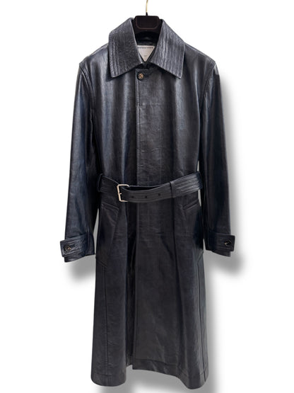 Bottega Veneta - Trench en cuir marine