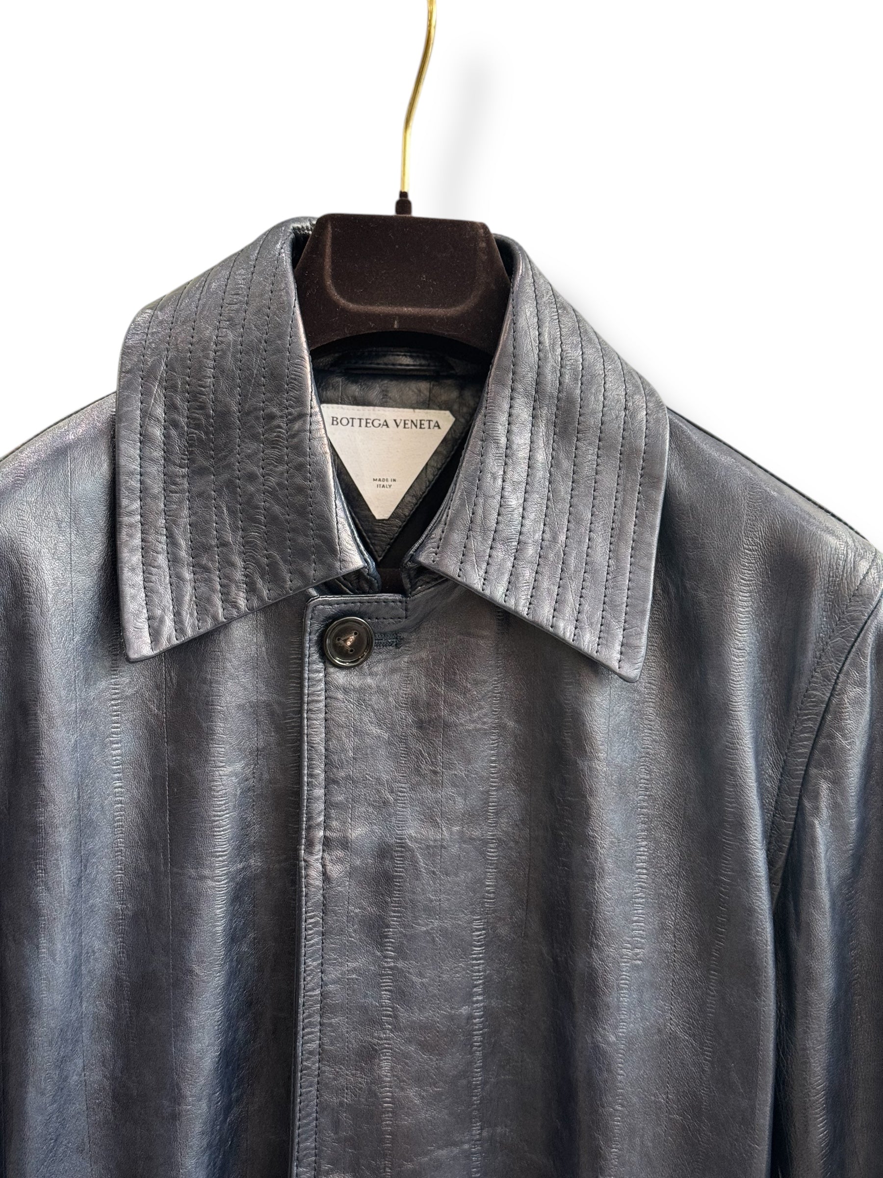 Bottega Veneta - Trench en cuir marine