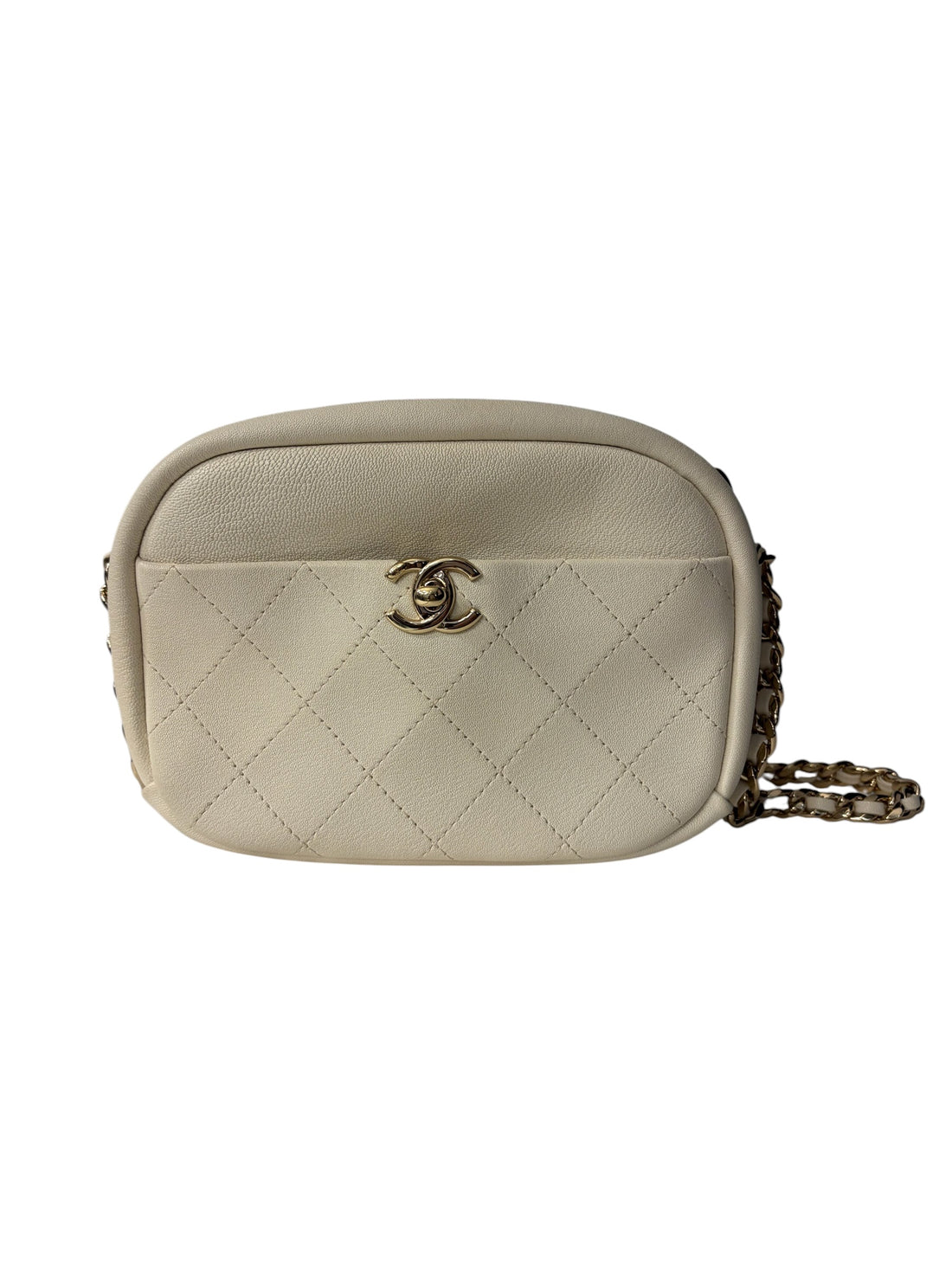 Chanel: Camera-Tasche in Elfenbein und Gold