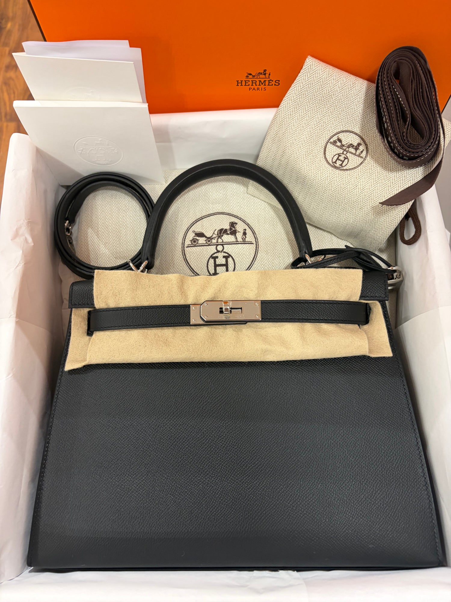 Hermès - Sac Kelly 28 Epsom sellier noir