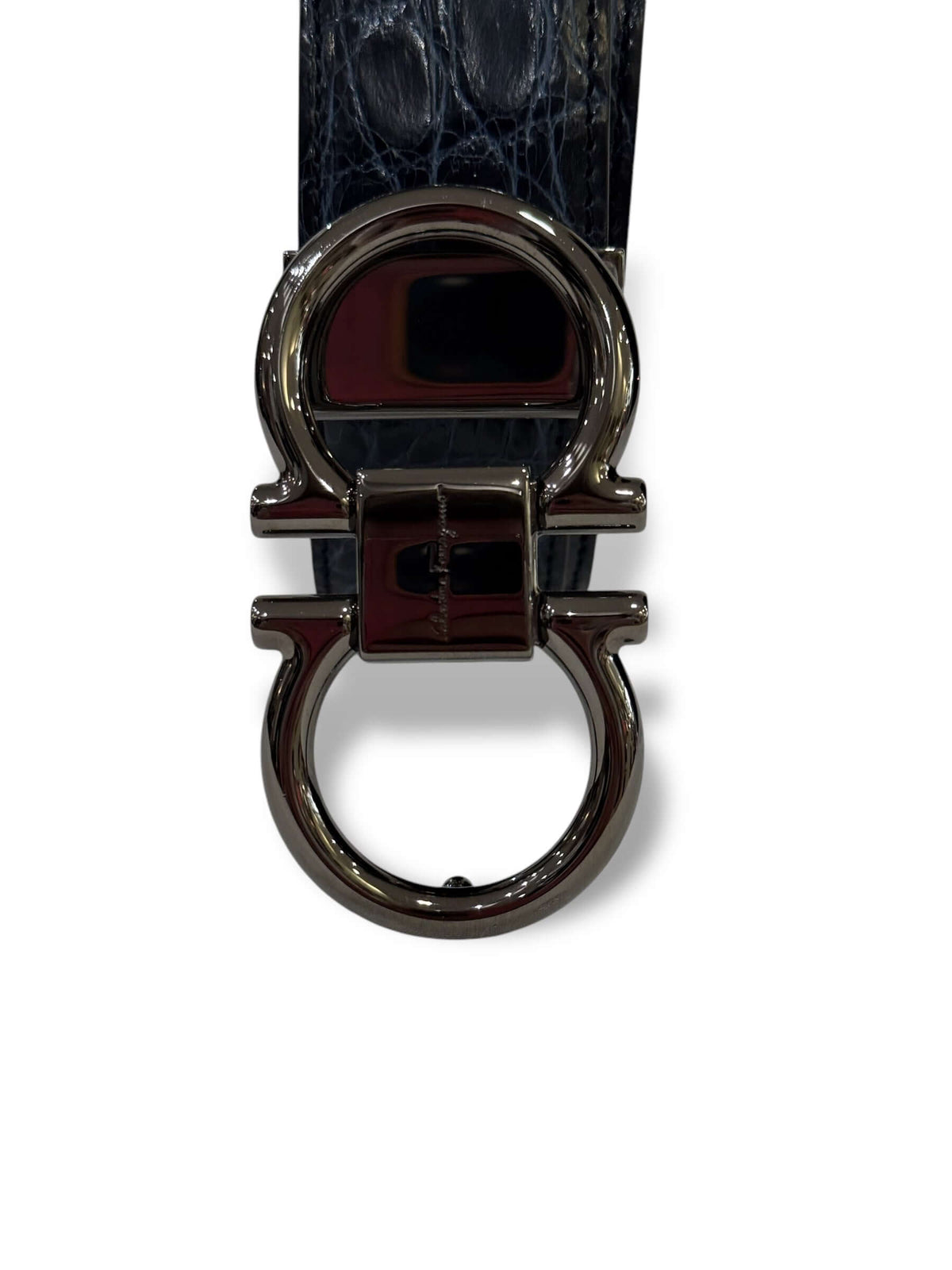Ferragamo - Ceinture croco Bleu