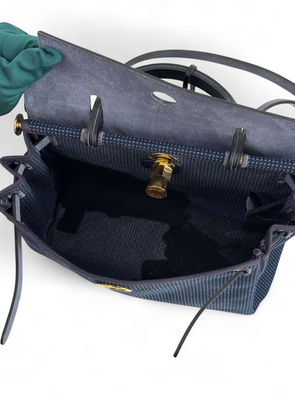 Hermès - Sac Herbag 31 zip toile quadrille