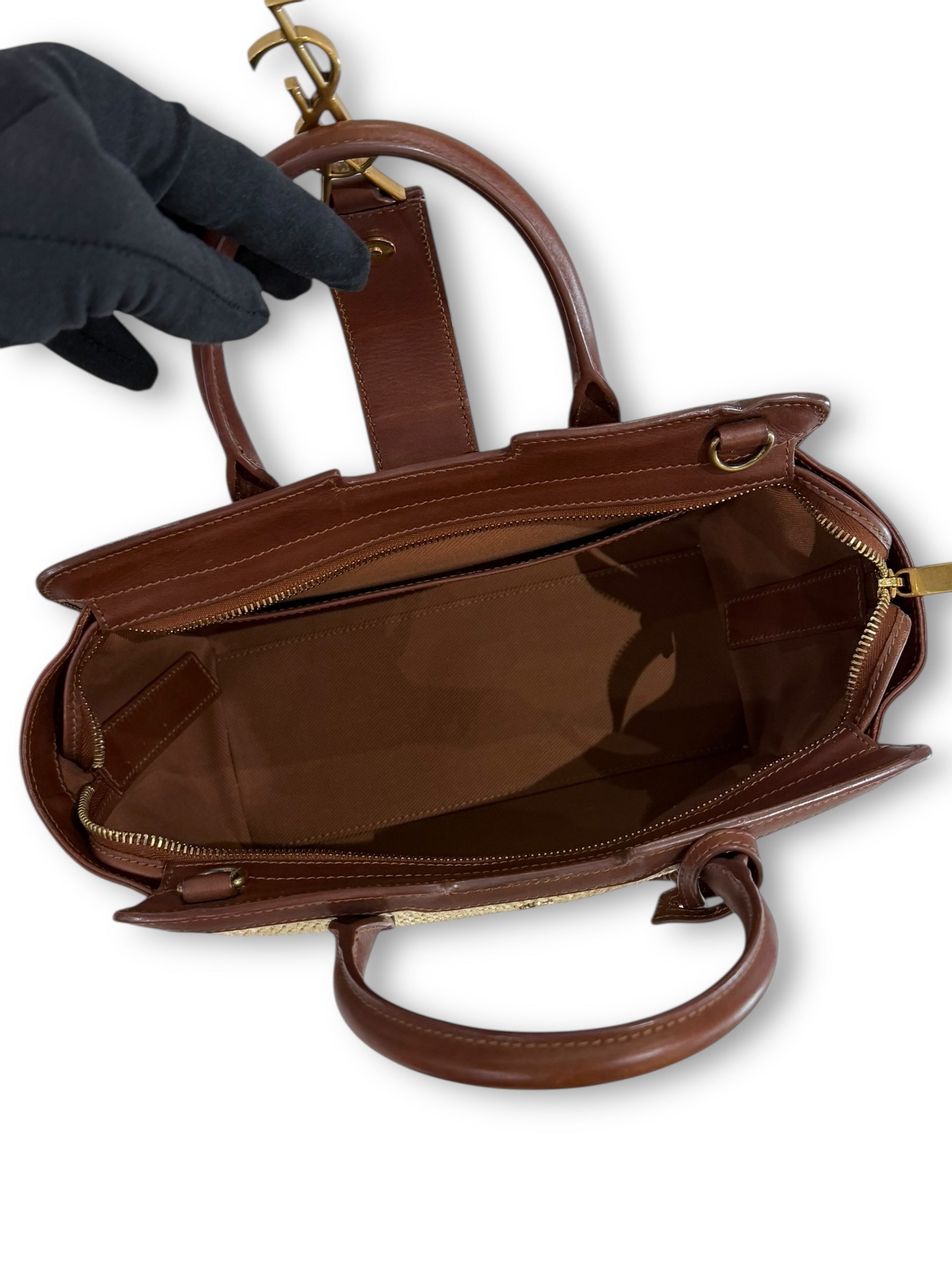 Saint Laurent - Borsa Downtown in rafia