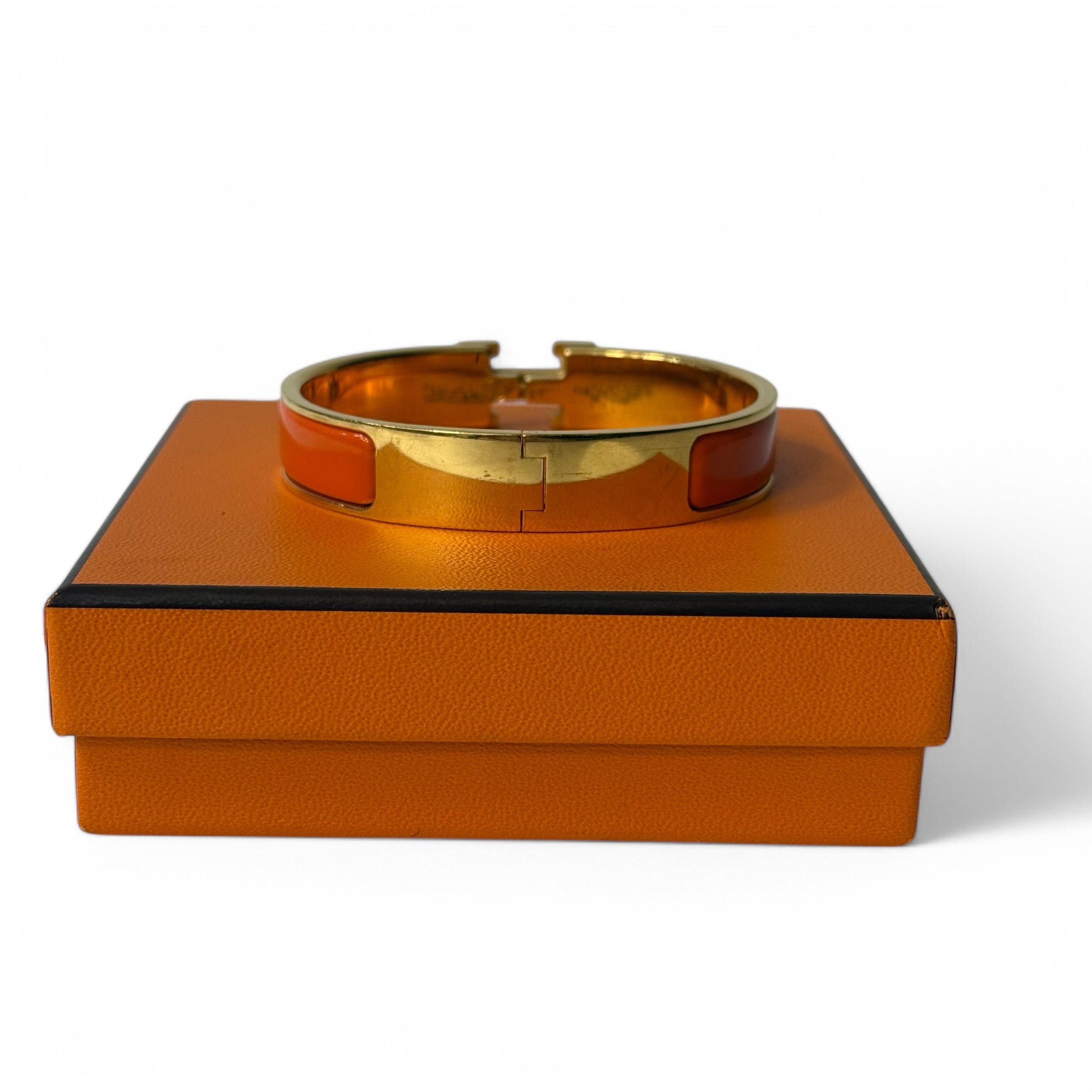 HERMES≪クリックH≫ブレスレット ゴールドx廃盤ダークオレンジ12万→3万 エルメス - クリックHブレスレット オレンジ 七宝焼き 金めっき – Les