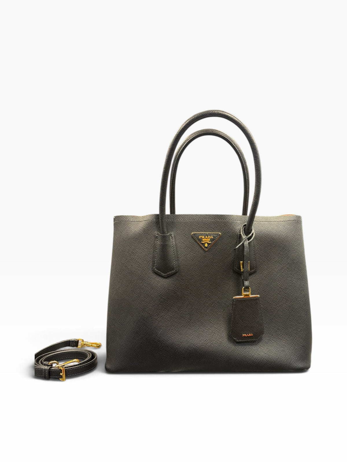 Prada- Sac Cabas Double Saffiano noir