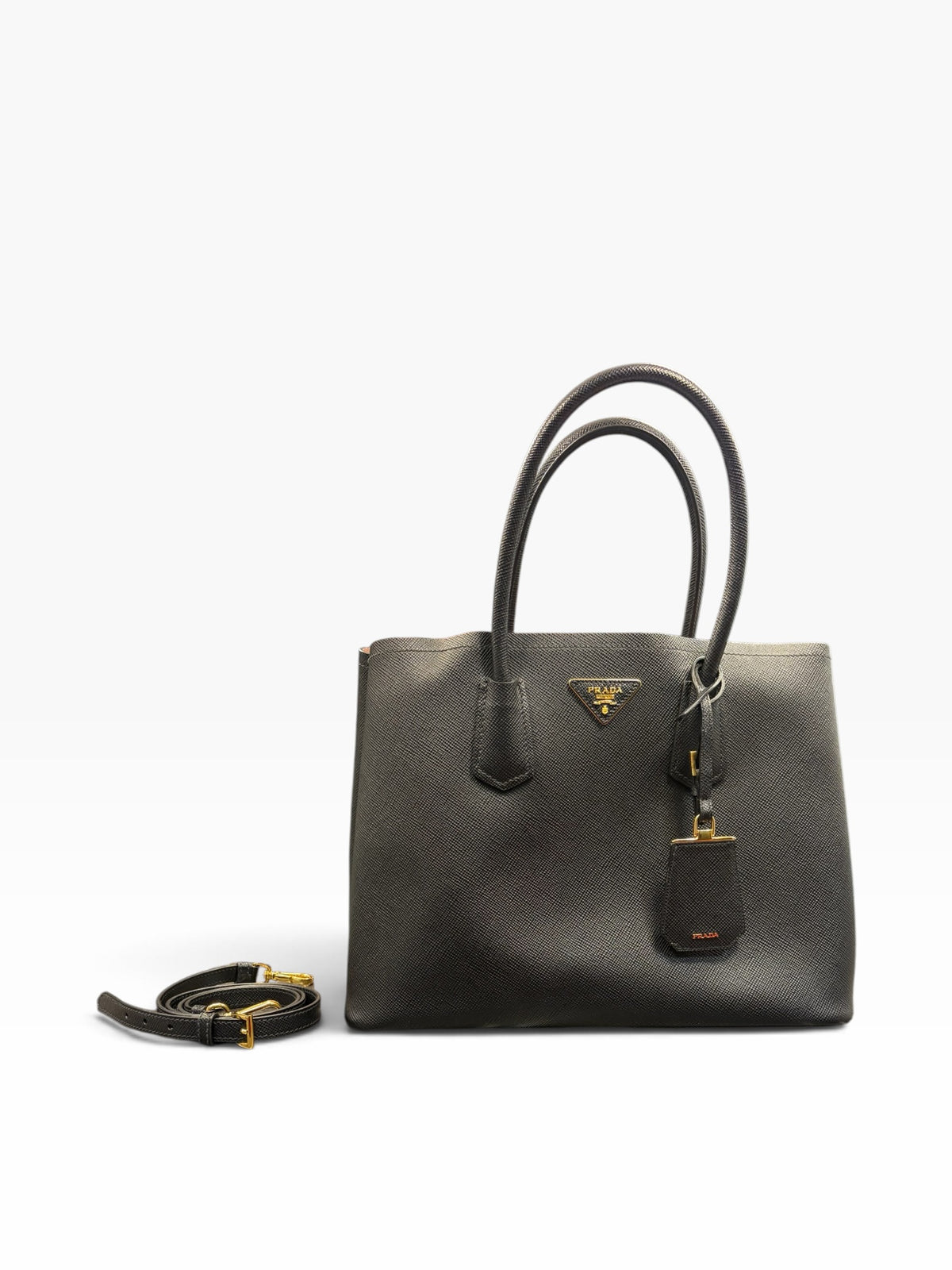 Prada- Sac Cabas Double Saffiano noir