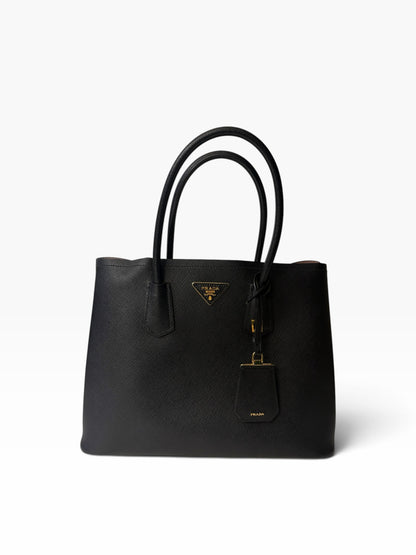 Prada- Sac Cabas Double Saffiano noir