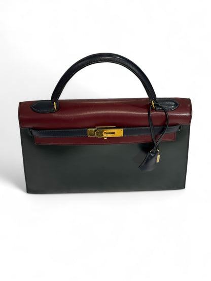 Hermès - Sac Kelly vintage 32 Tricolore
