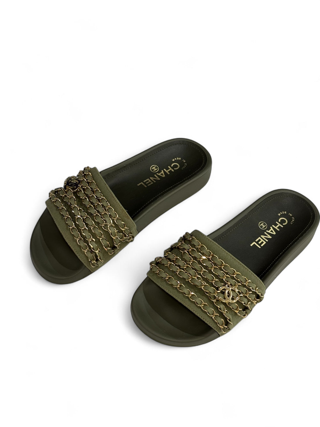 Chanel - Sandales avec chaînettes t.36