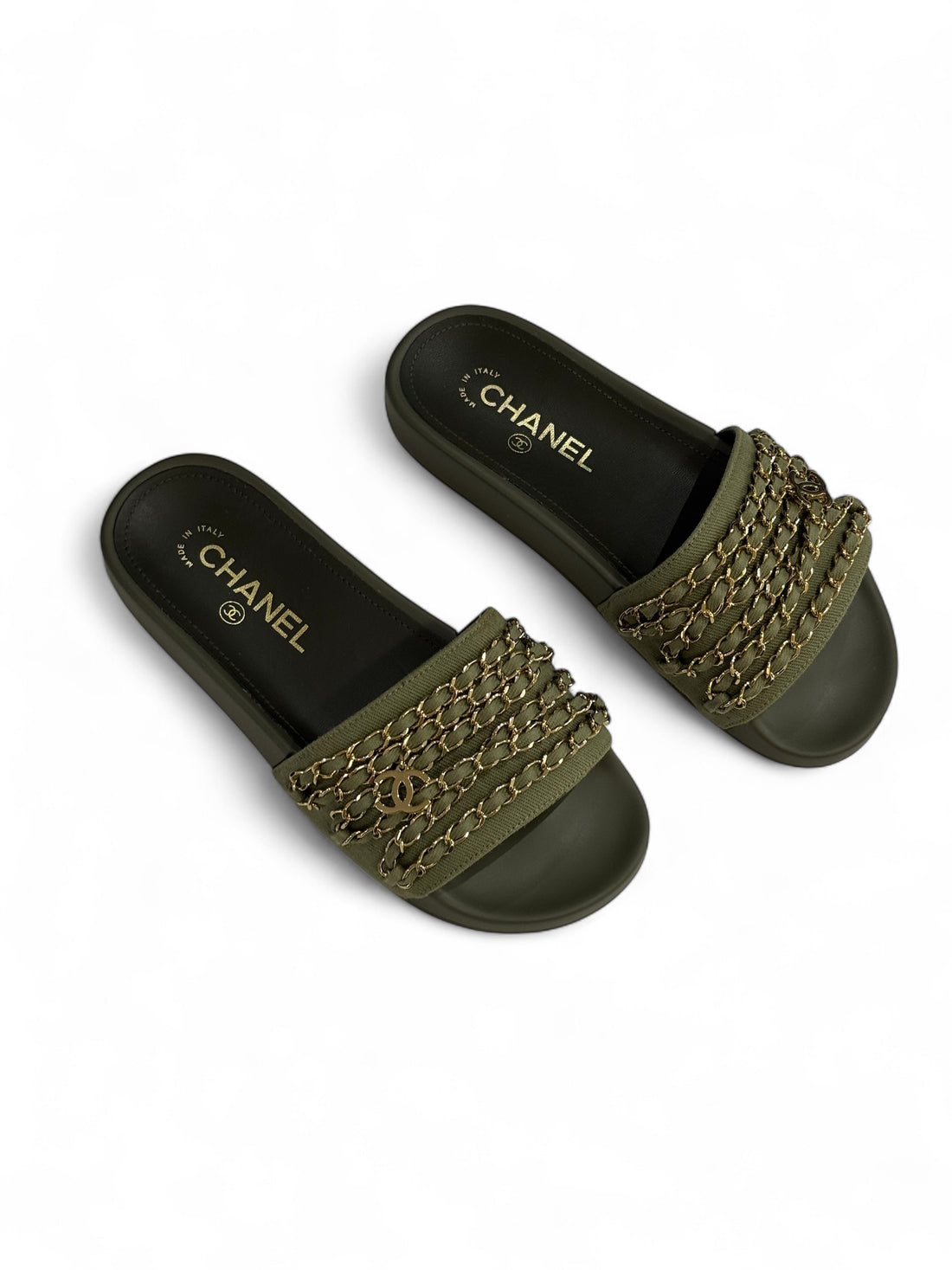 Chanel - Sandales avec chaînettes t.36