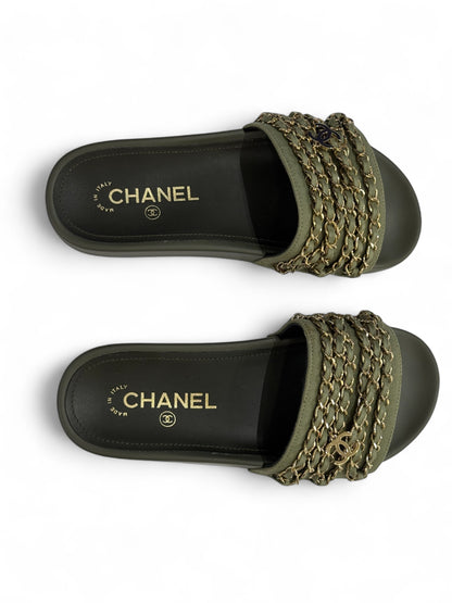 Chanel - Sandales avec chaînettes t.36