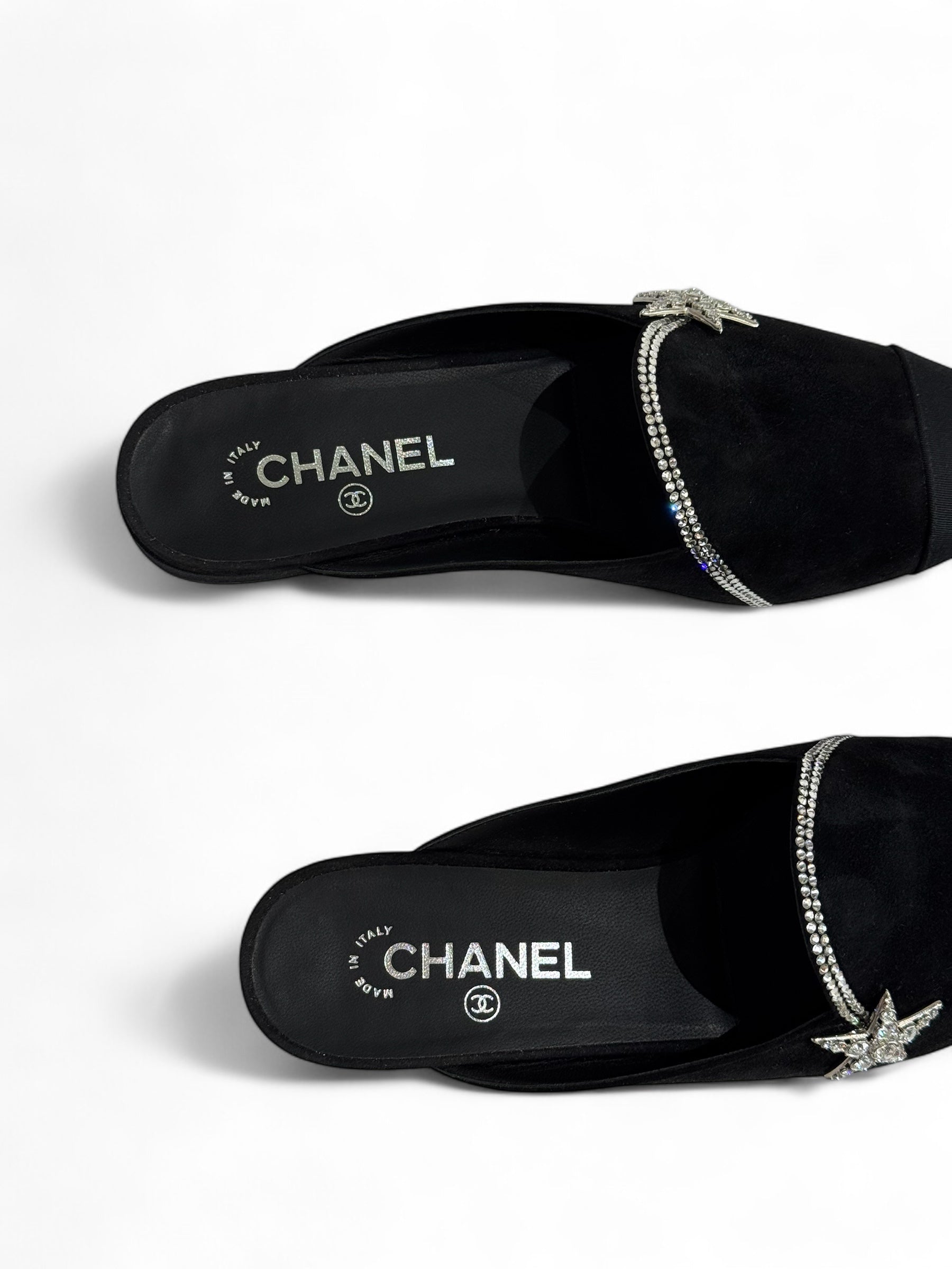 Chanel - Mules in camoscio e strass stella n.40 1/2