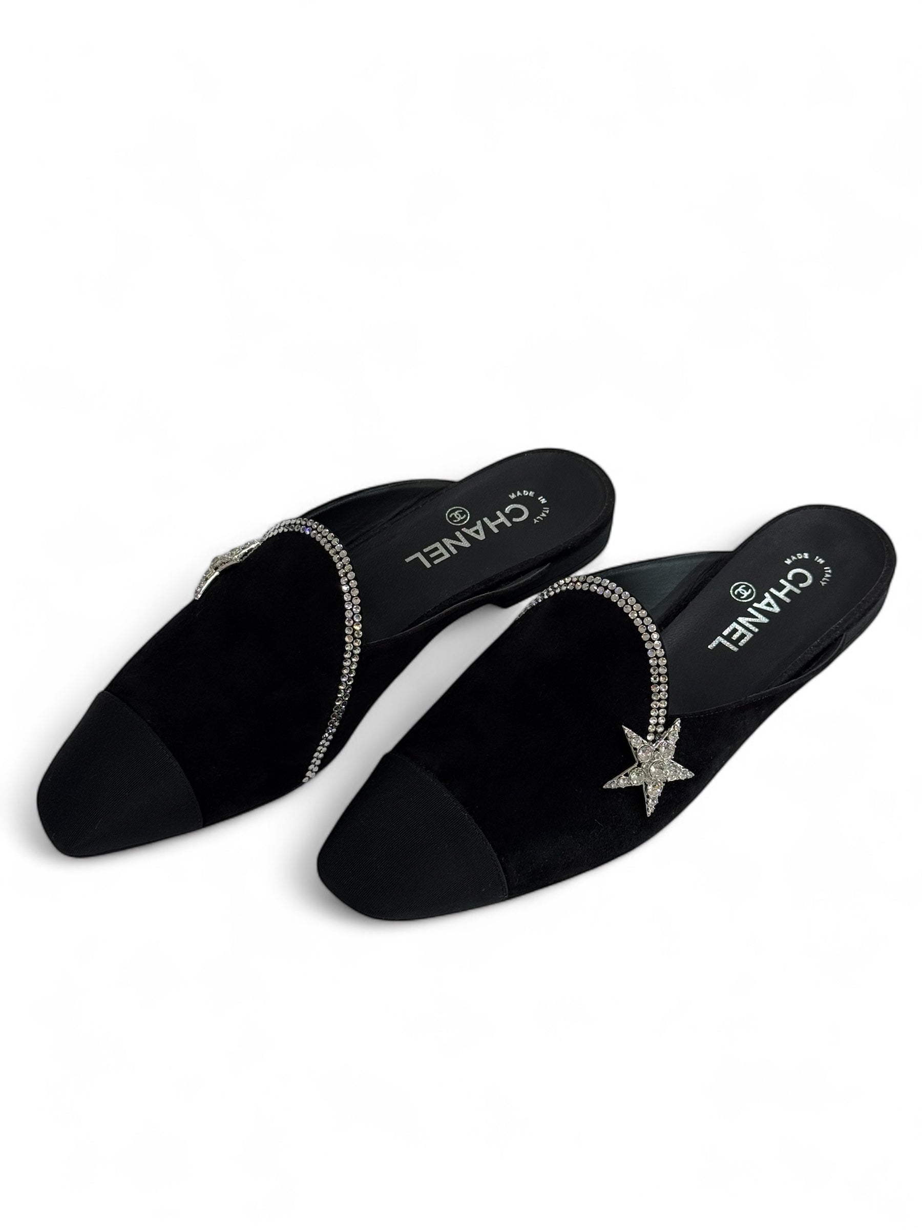 Chanel - Mules in camoscio e strass stella n.40 1/2
