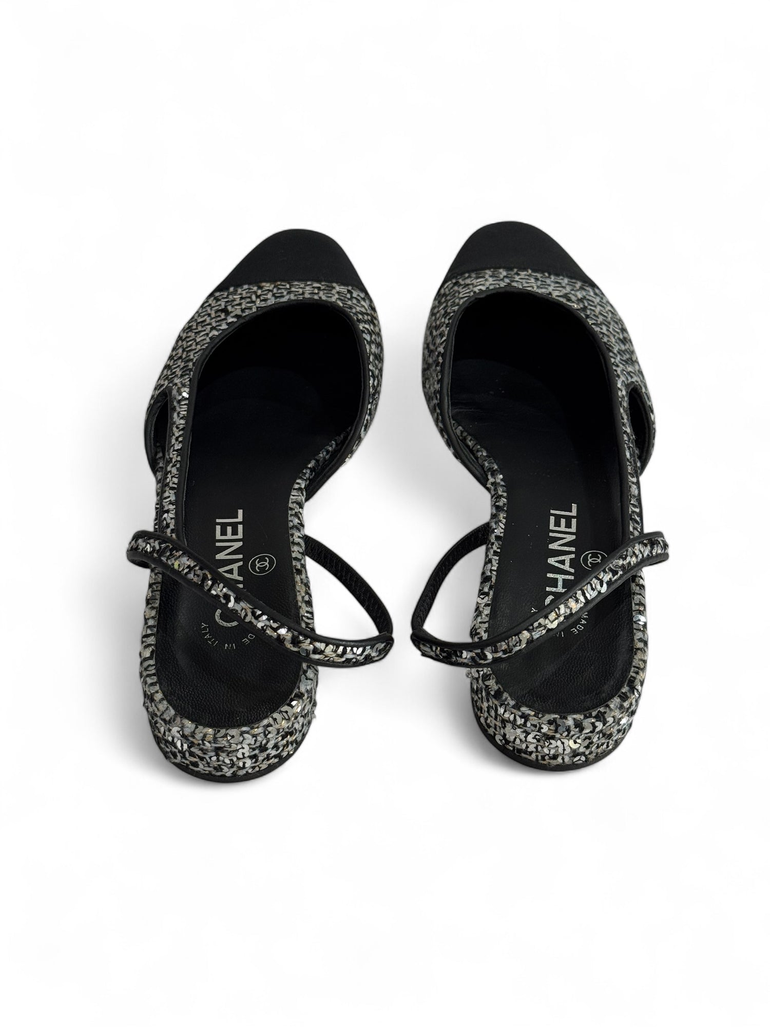 Chanel - Slingback paillettes e tweed n.39,5
