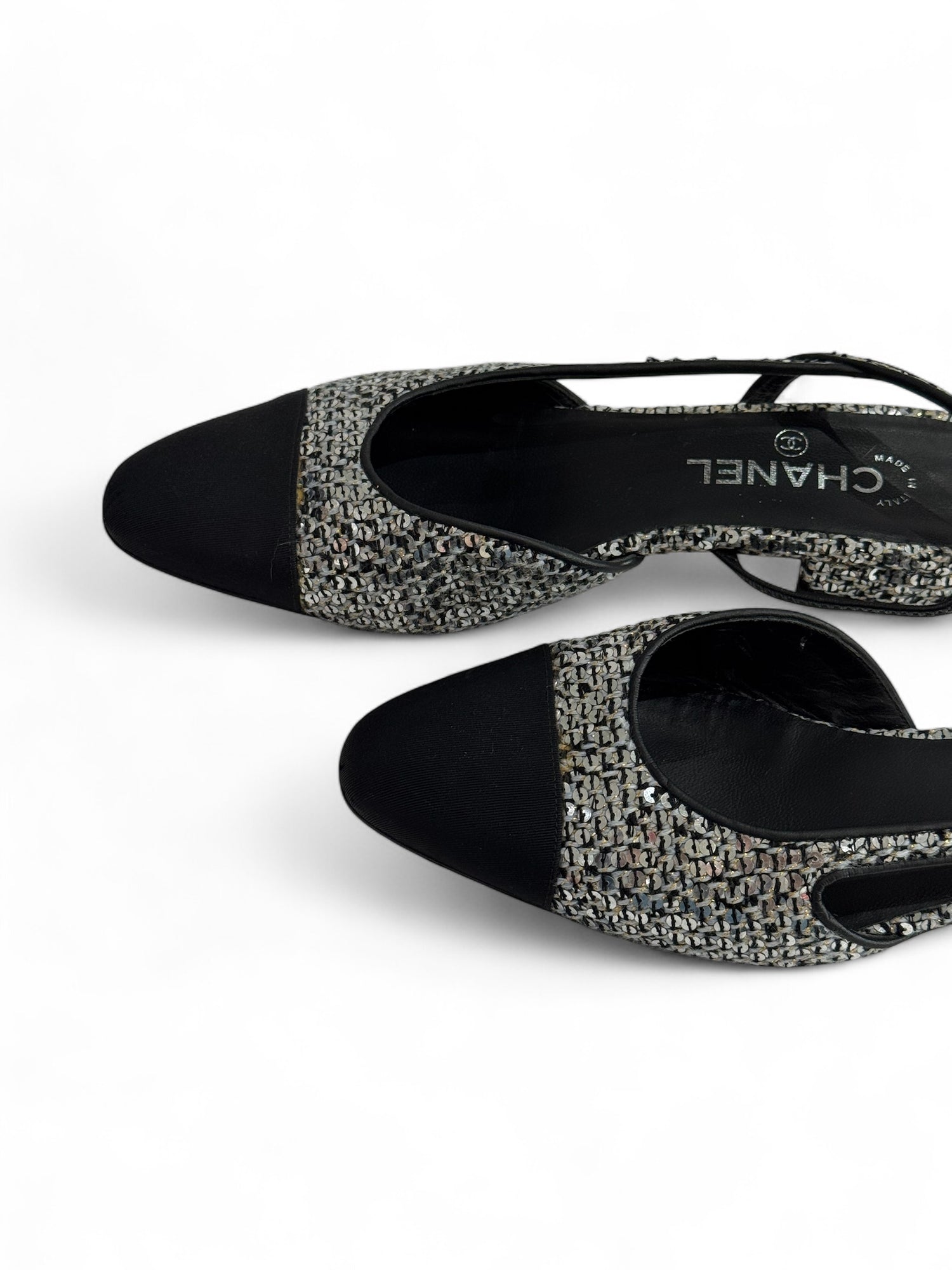 Chanel - Slingback paillettes e tweed n.39,5