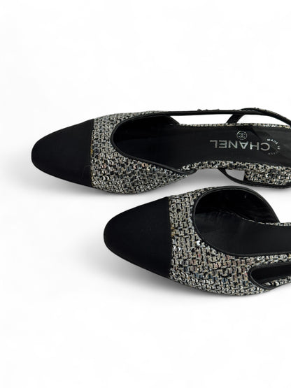 Chanel - Slingback paillettes e tweed n.39,5