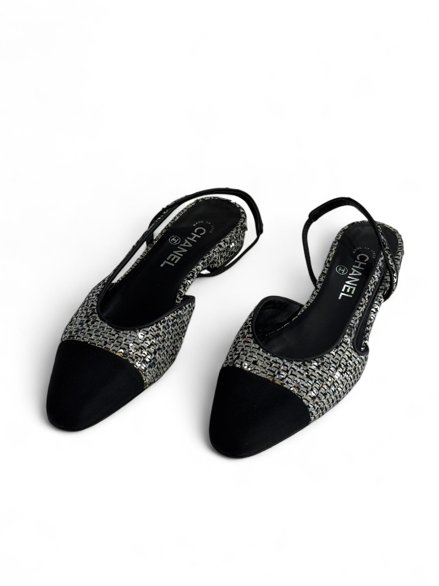 Chanel - Slingback paillettes e tweed n.39,5