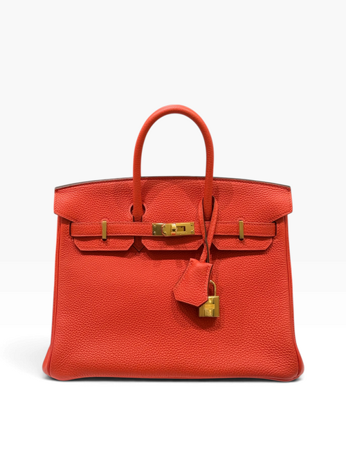 Hermès - Sac Birkin 25 Orange Poppy Togo retourné