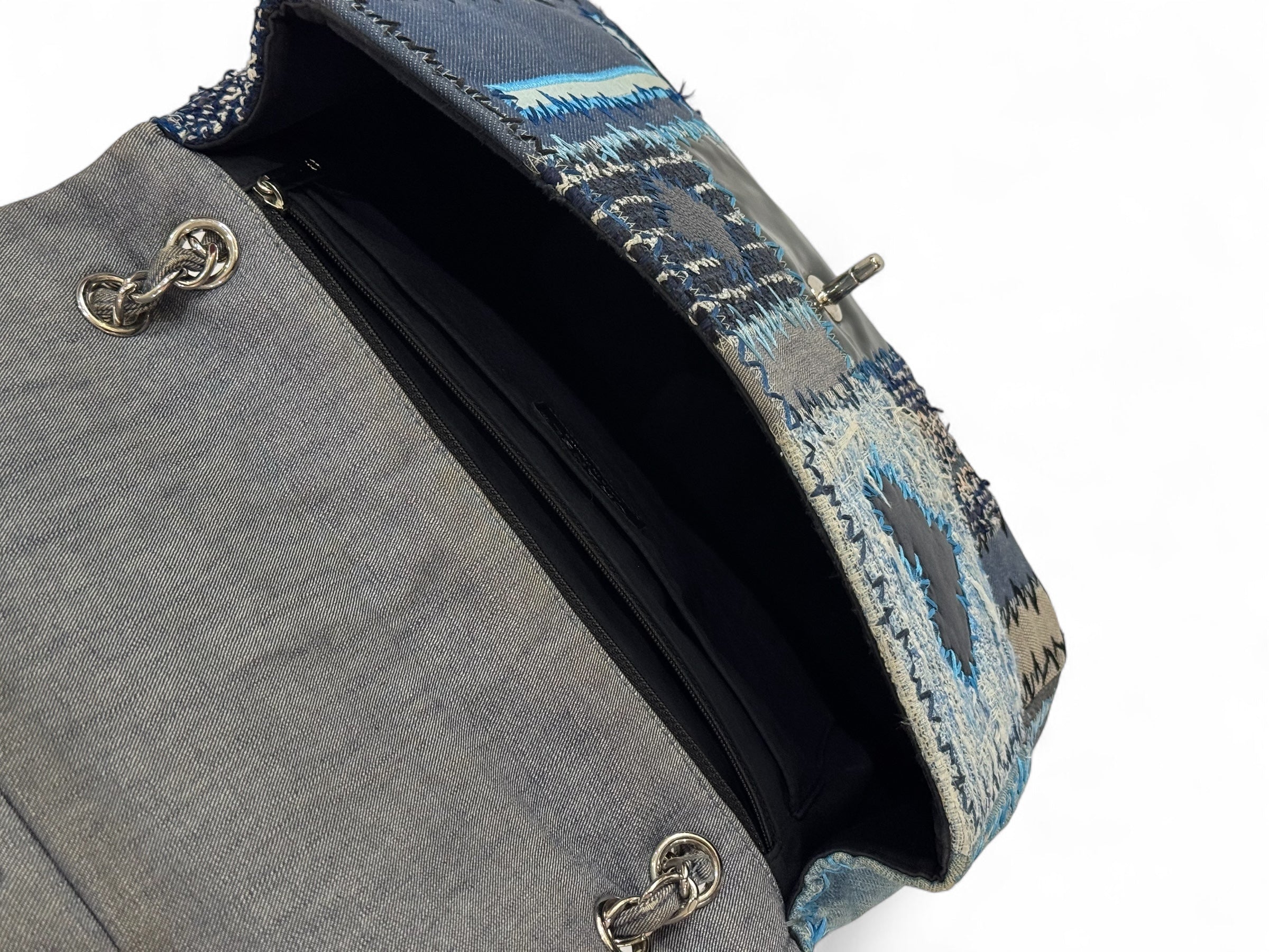 Chanel - Klassische Jumbo-Tasche aus Jeans-Patchwork