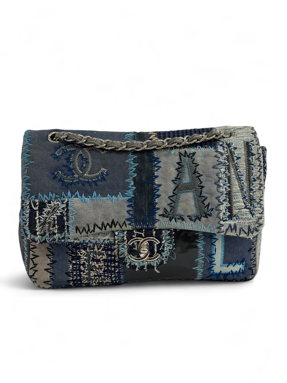 Chanel - Sac classique Jumbo Denim Patchwork
