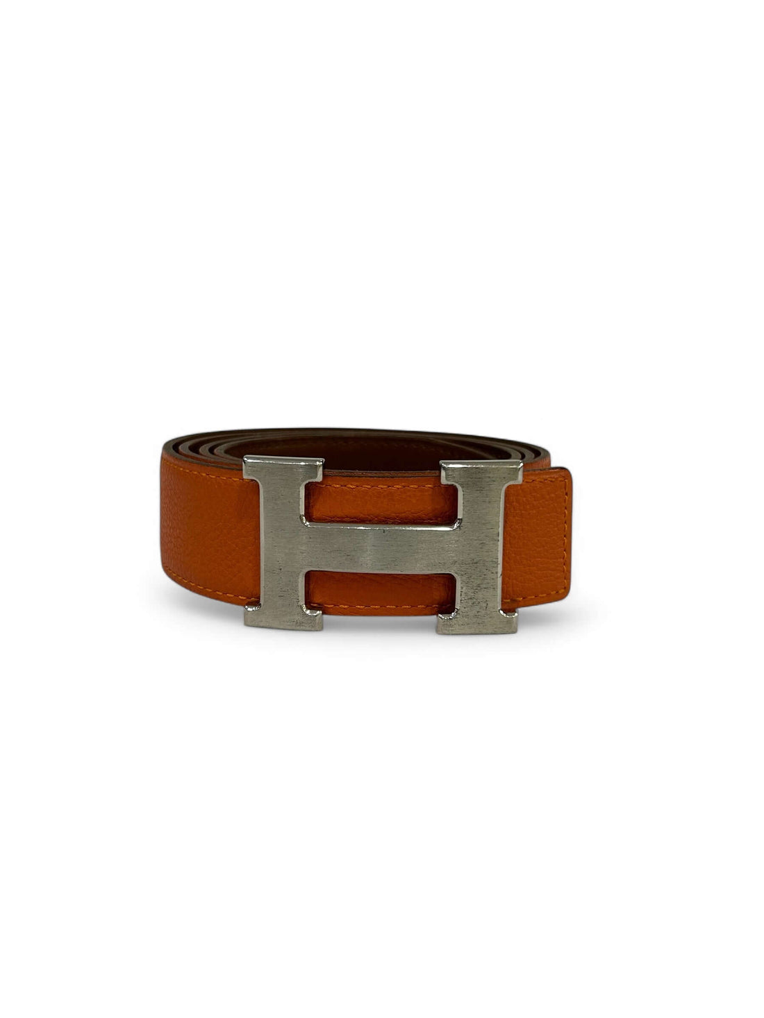 Hermès - Ceinture réversible orange / gold t.95