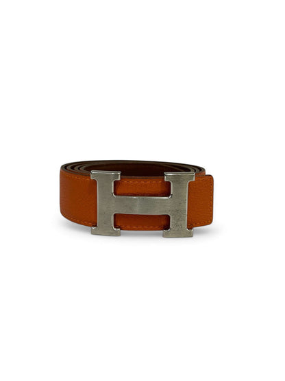 Hermès - Ceinture réversible orange / gold t.95