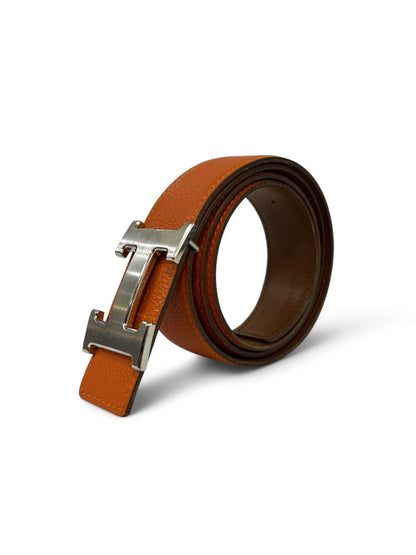 Hermès - Ceinture réversible orange / gold t.95