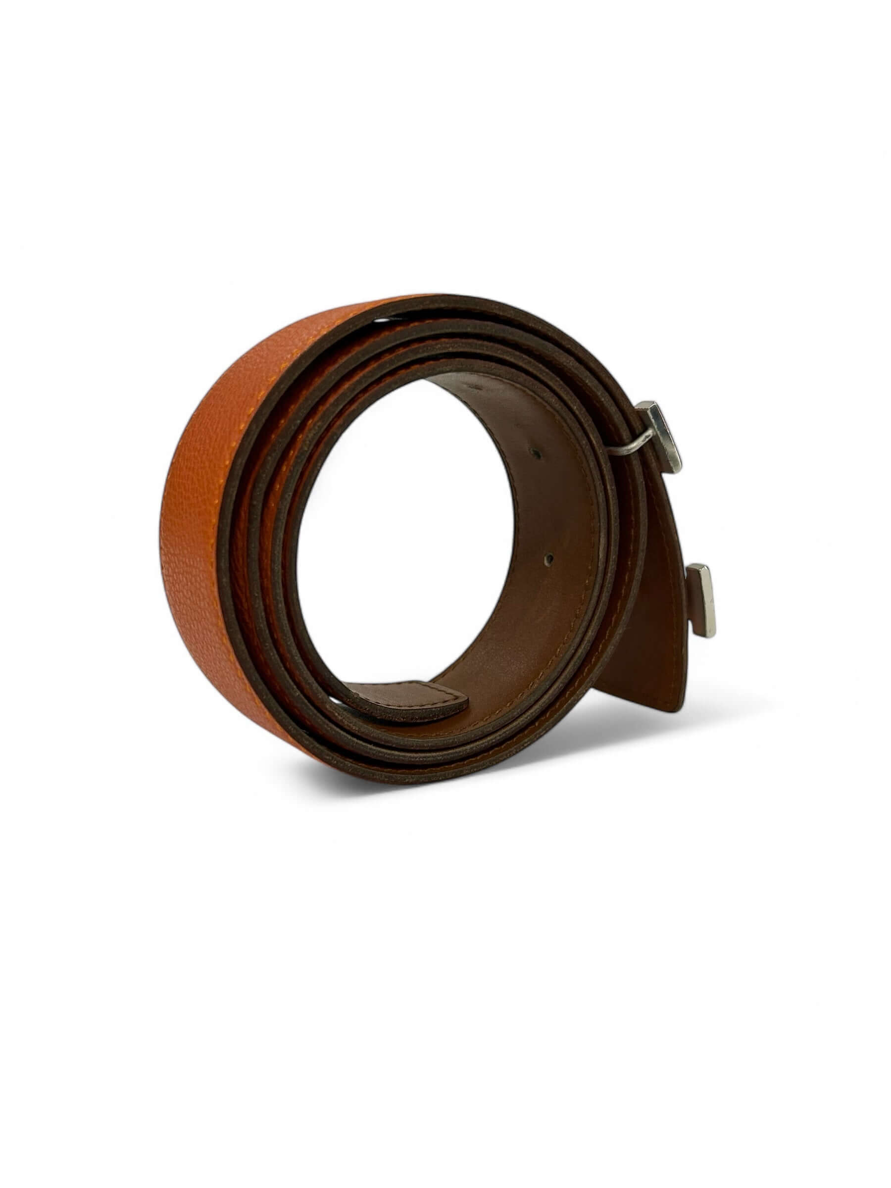 Hermès - Ceinture réversible orange / gold t.95