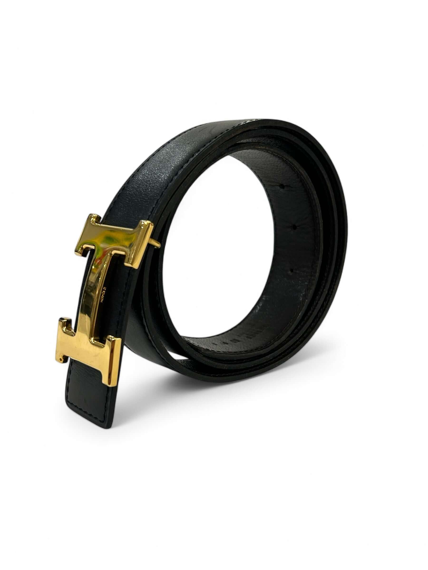 Hermès - Ceinture réversible noir / marron t.90