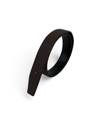 Hermès - Cuir de ceinture réversible marron / noir t.95