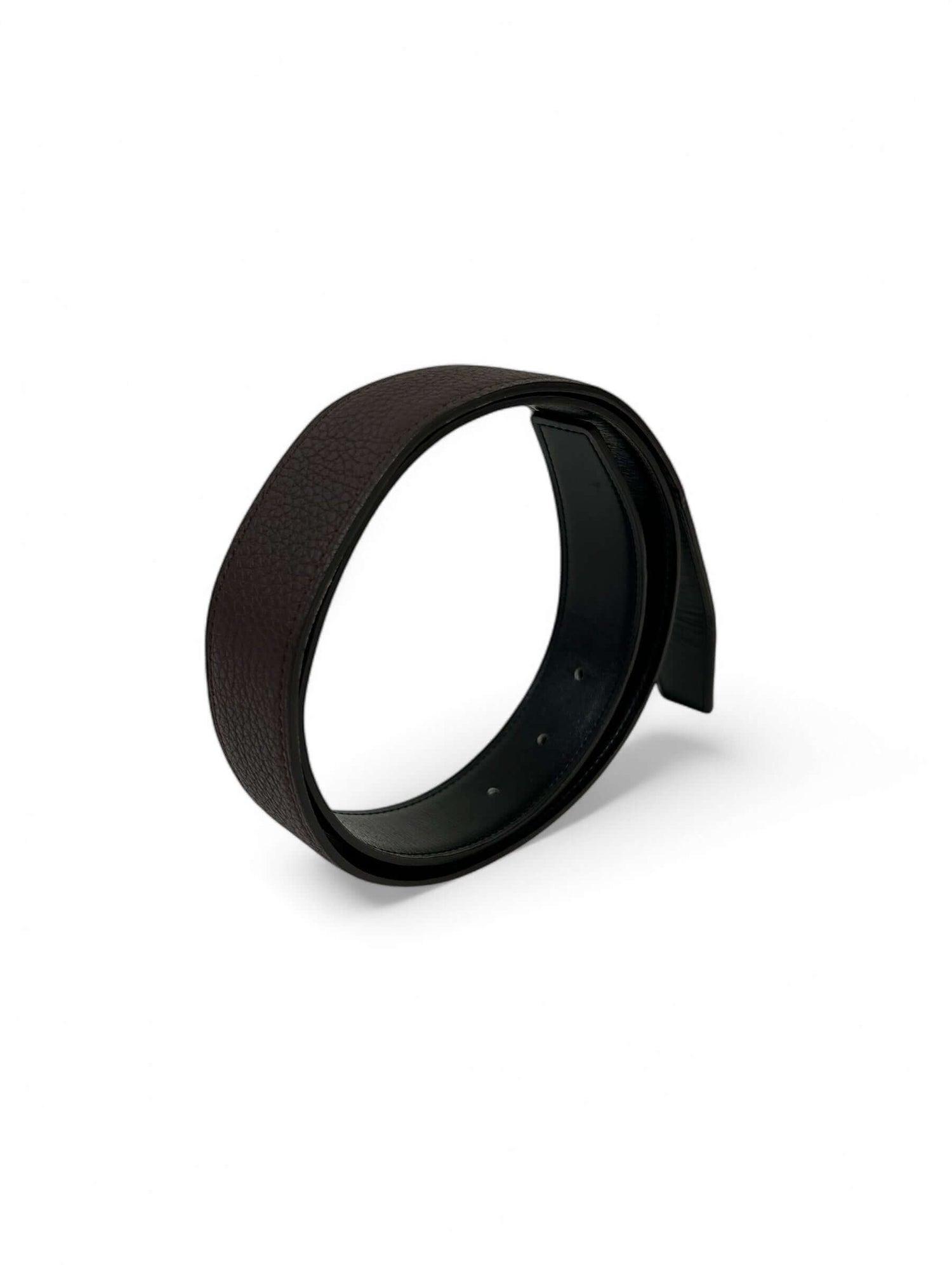 Hermès - Cuir de ceinture réversible marron / noir t.95