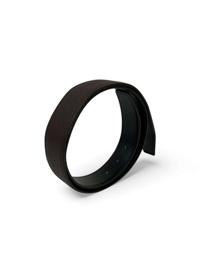 Hermès - Cuir de ceinture réversible marron / noir t.95