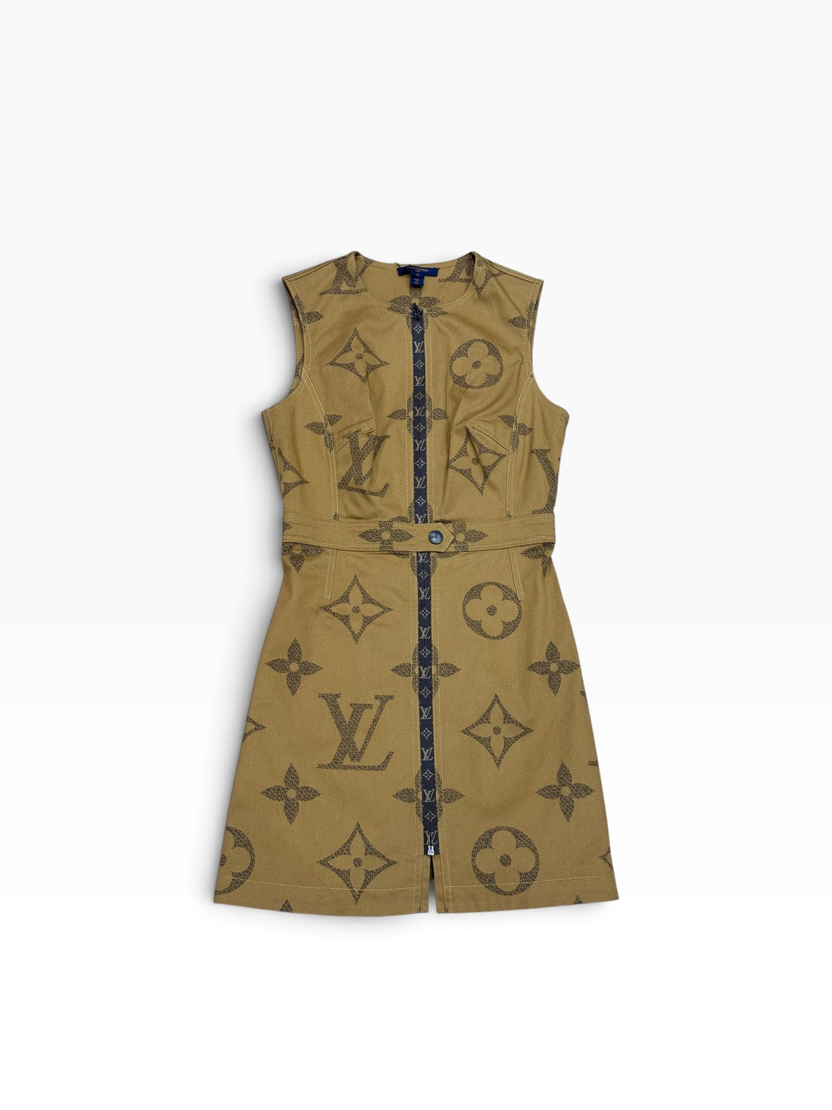 Louis Vuitton - abito in cotone beige con monogramma T38
