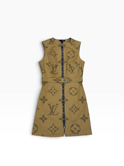 Louis Vuitton - abito in cotone beige con monogramma T38