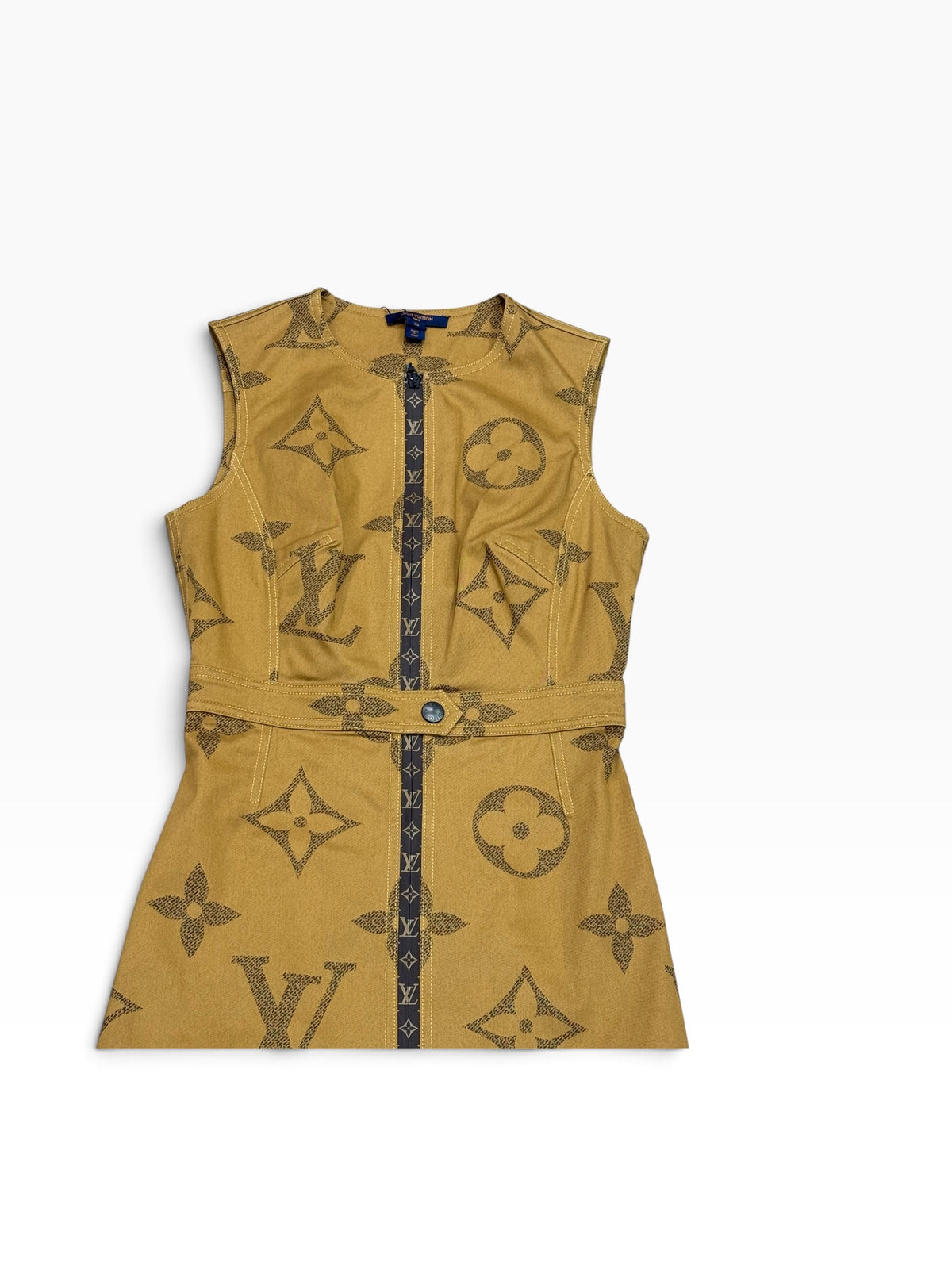 Louis Vuitton - abito in cotone beige con monogramma T38